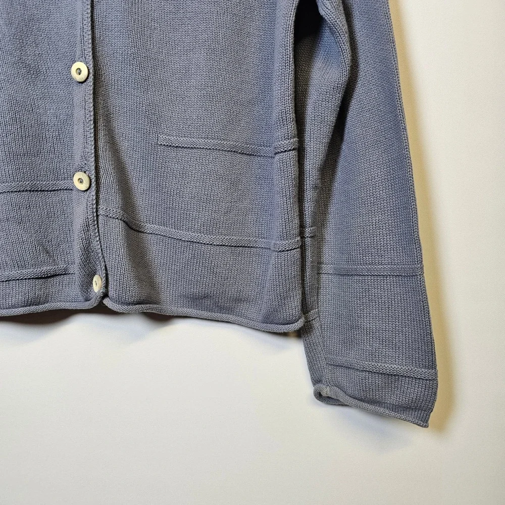 J. Jill Cardigan Sweater Size M Womens Blue Button Front Cotton Minimalist Fall